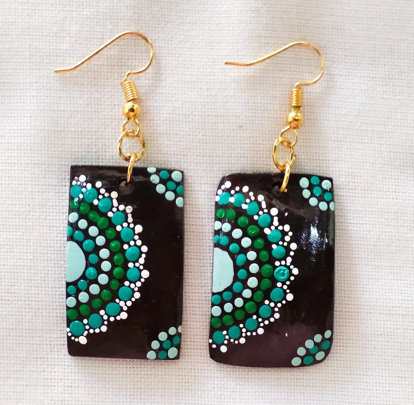 Teal Mandala Dot Earrings – 1 of 1