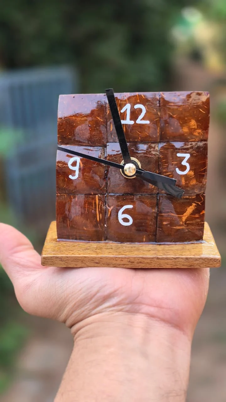 Coconut Shell Mosaic Table Clock – 1 of 2